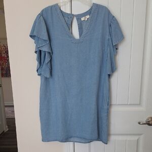 entro Light Blue Denim V-Neck Dress